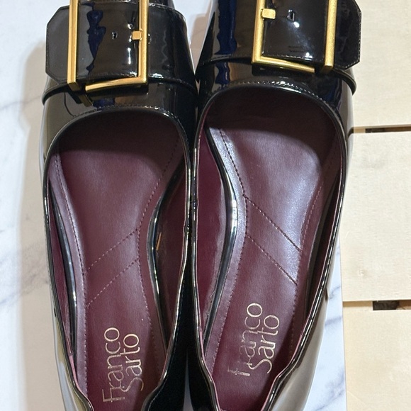 Franco Sarto Black Flats with Gold Buckle - Picture 9 of 10